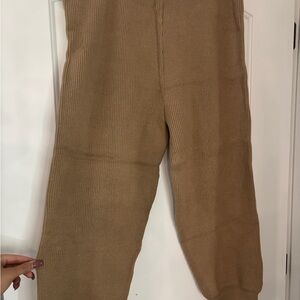 Cozy Tan Knit Drawstring Sweat Style Pants.